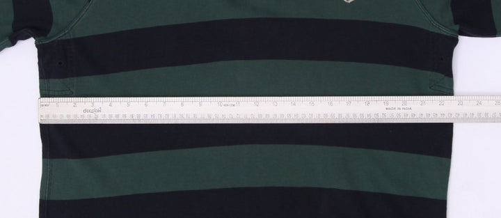 Vintage Mens Polo Ralph Lauren Green Striped Rugby T-Shirt
