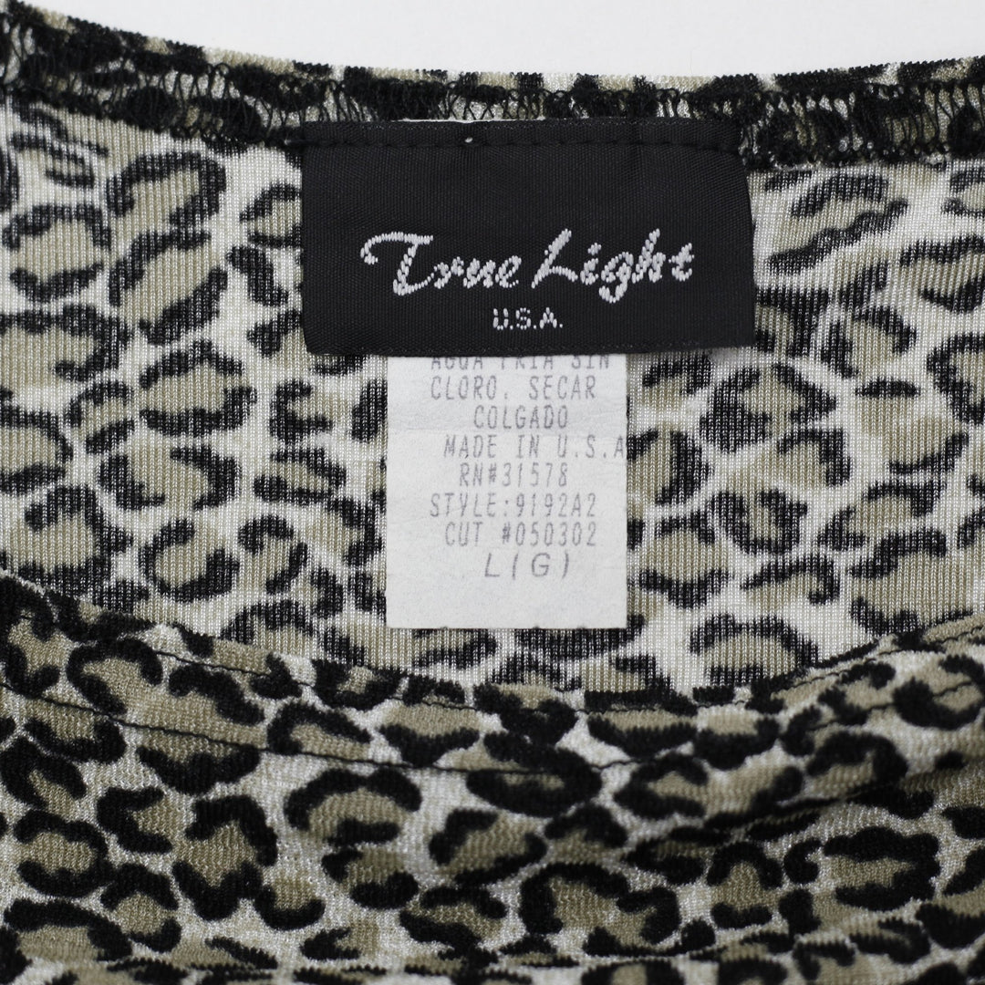 Y2K Ladies True Light Top Leopard Print Short Sleeve Size Large