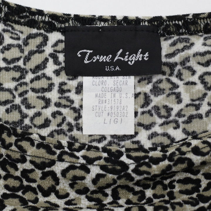 Y2K Ladies True Light Top Leopard Print Short Sleeve Size Large