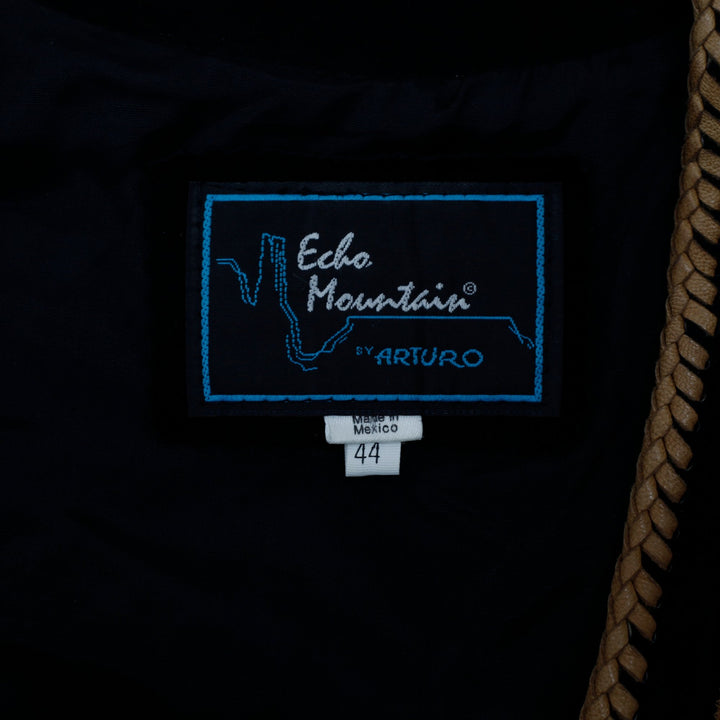 Vintage Echo Mountain by Arturo Black Suede Leather Western Vest Fringe Concho Size 44