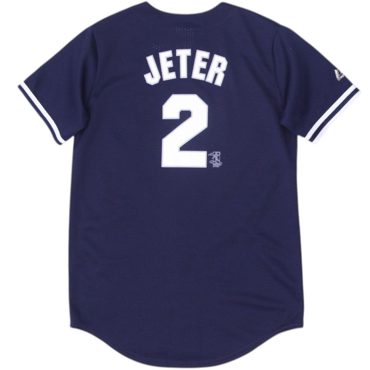 Vintage Youth Boys Majestic Yankees Jeter #2 Navy Baseball Jersey XL | Migration_Jerseys - Side View | Fashion Rerun