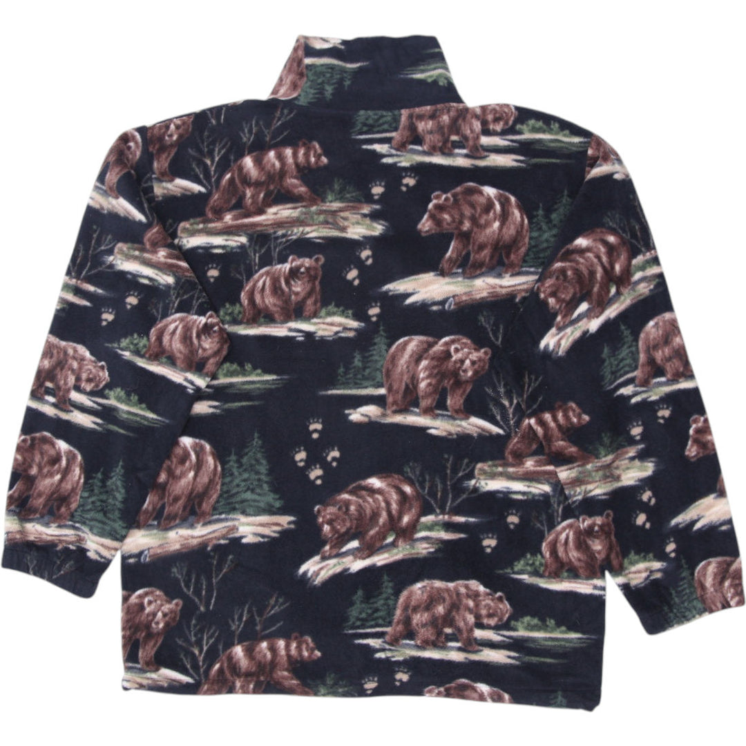 Vintage Mens Lake Matley Fleece Jacket Bear Print Full Zip