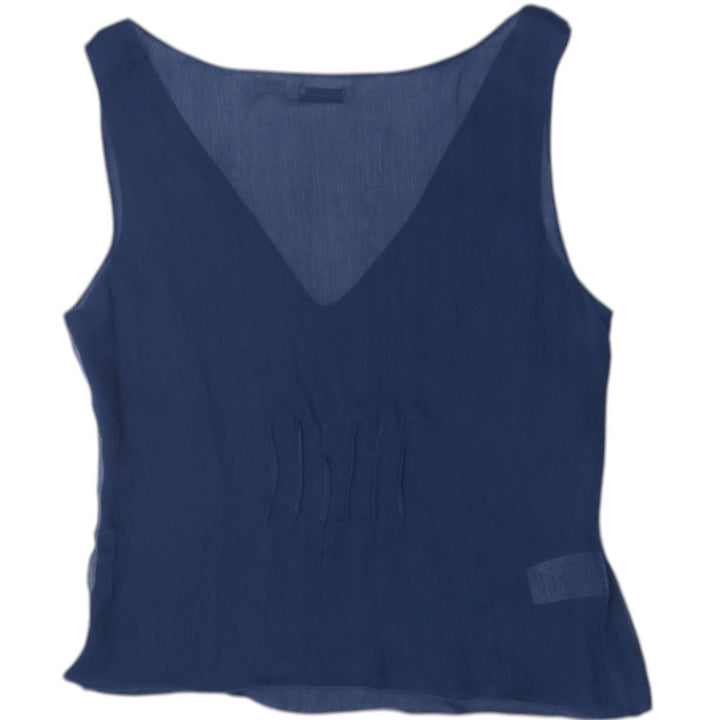 Y2K Ladies Navy Beaded V-Neck Tank Top Size M | Migration_Y2K Tops - Side View | Fashion Rerun