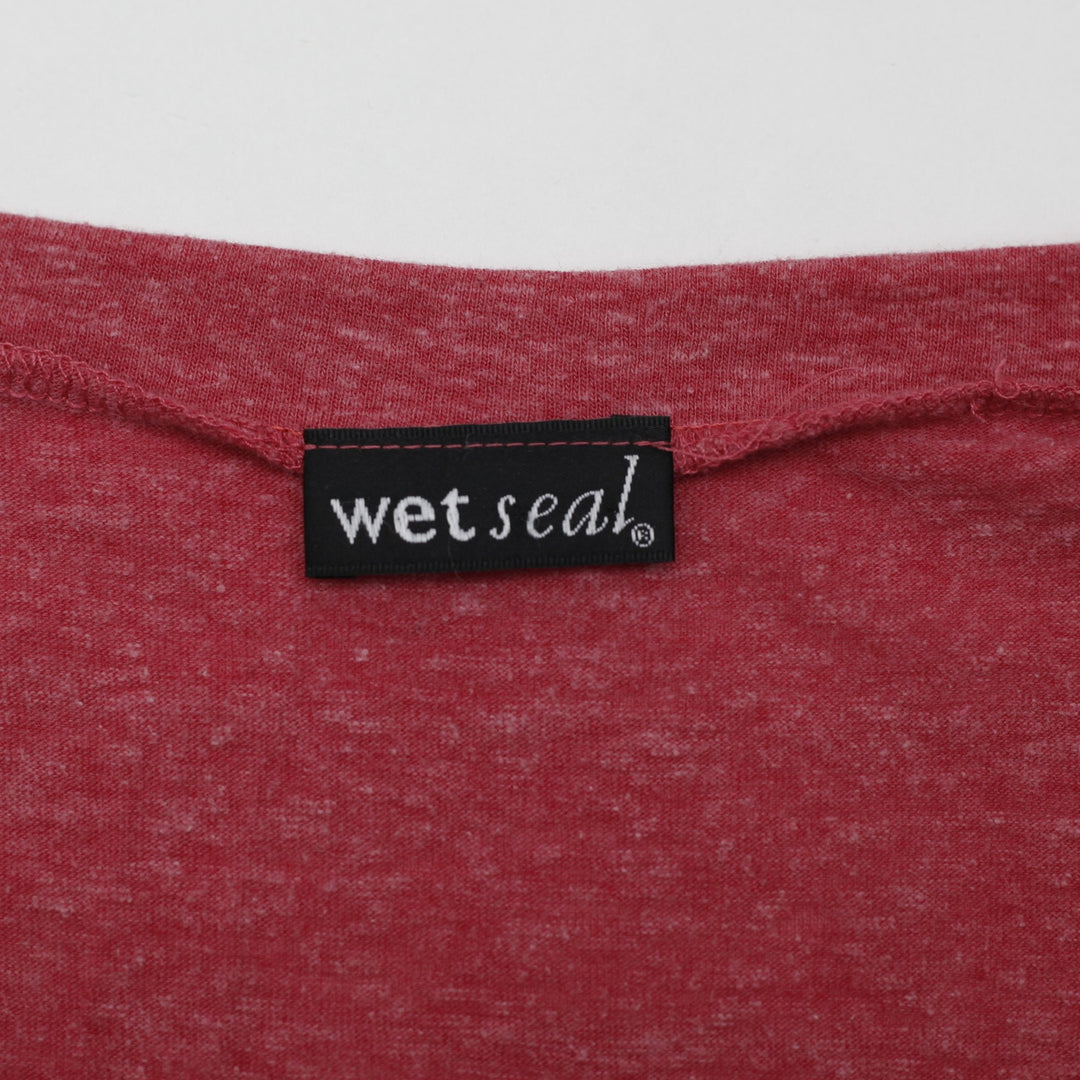 Y2K Ladies Wet Seal Rhinestone Graphic V-Neck Tee