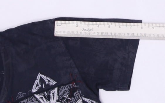 Y2K Mens Affliction V-Neck T-Shirt Black Graphic Text Logo L