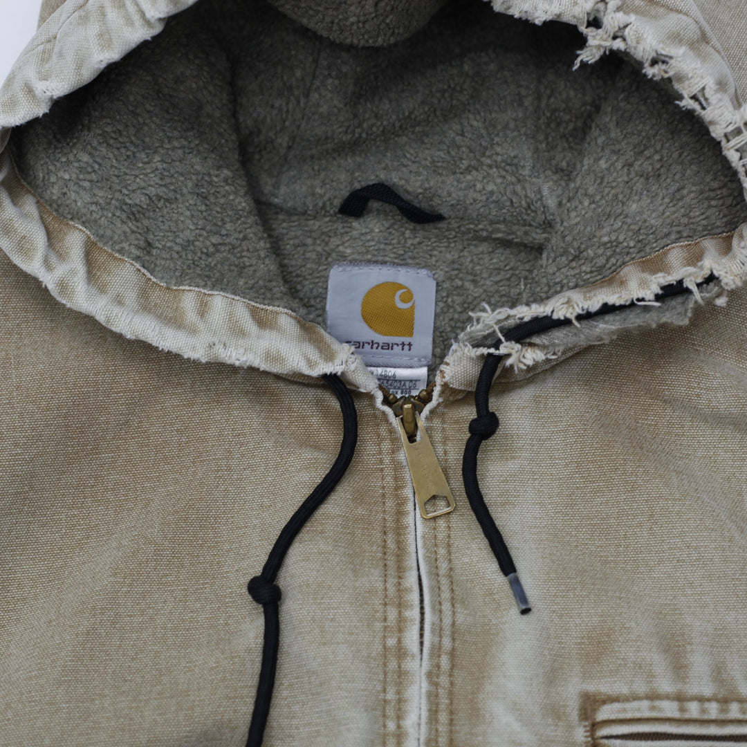 Vintage Carhartt J141 BRN Sherpa Lined Sandstone Duck Jacket Size XL