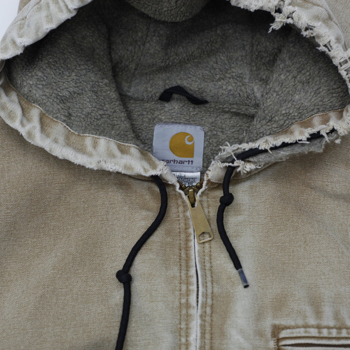 Vintage Carhartt J141 BRN Sherpa Lined Sandstone Duck Jacket Size XL