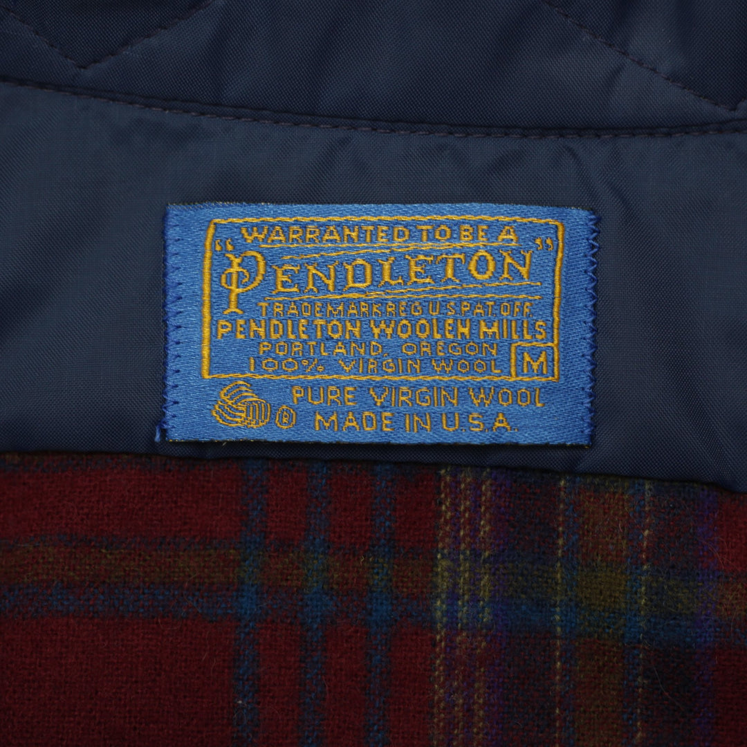 Vintage 70s Pendleton Virgin Wool Plaid Elbow Patch Shirt Medium USA