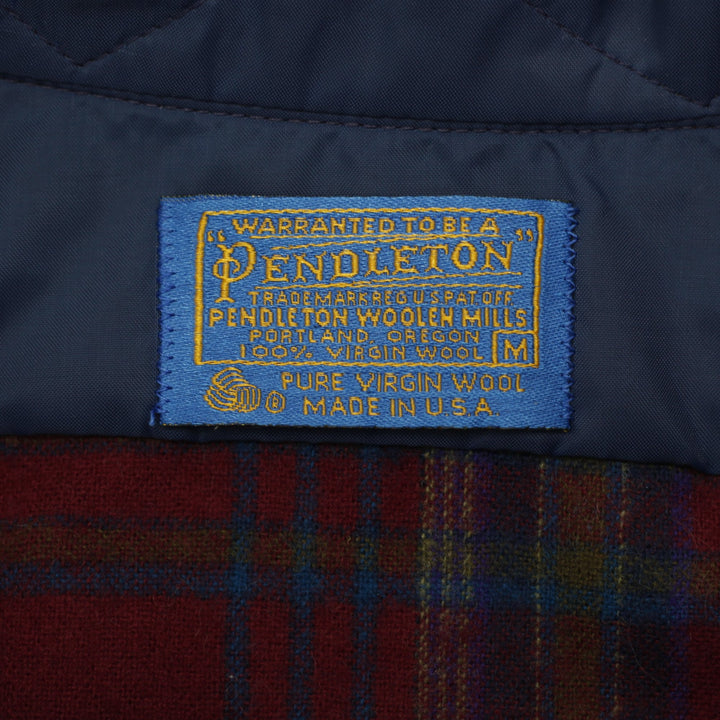 Vintage 70s Pendleton Virgin Wool Plaid Elbow Patch Shirt Medium USA
