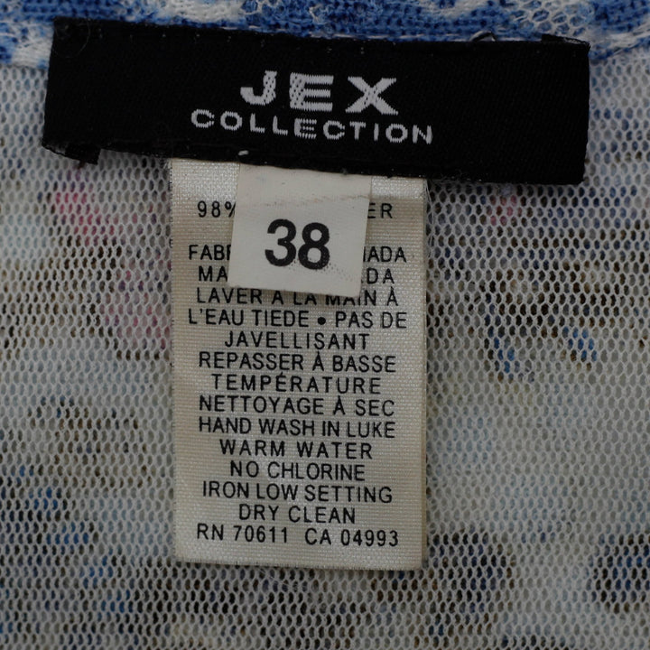 Y2K Ladies JEX Collection Blue Paisley Mesh Bell Sleeve Top Made in Canada 38