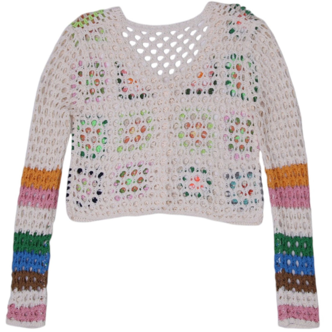 Y2K Ladies Crochet Cardigan Multi Color Knitwear Top | Migration_Y2K Tops - Side View | Fashion Rerun