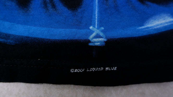 Vintage Mens Liquid Blue T-Shirt Graphic Wolf Blue Nature Inspired