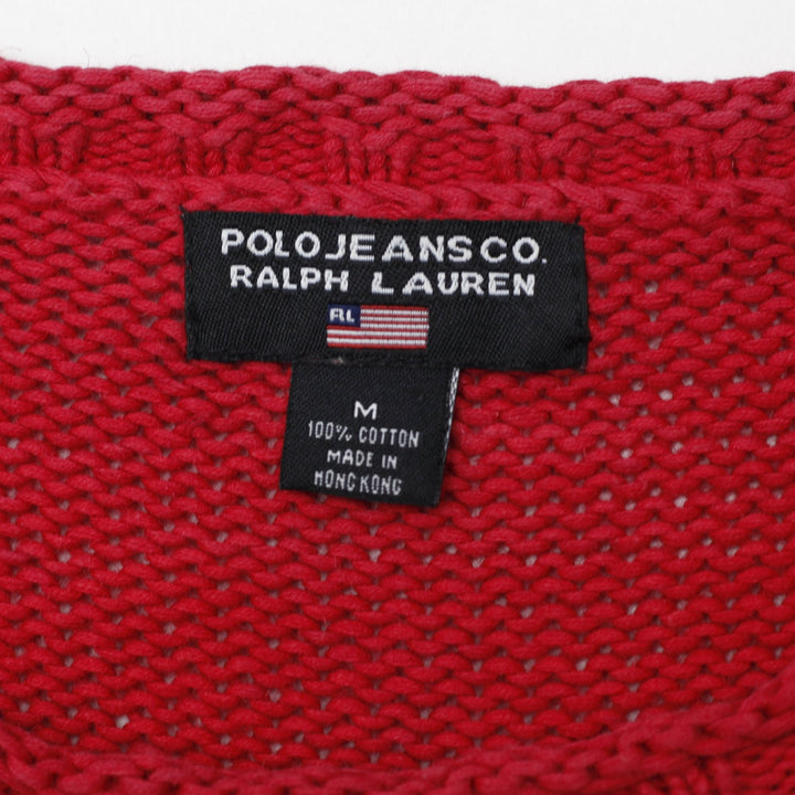 Vintage Red Polo Ralph Lauren Iconic American Flag Embroidered Stars Sweater M