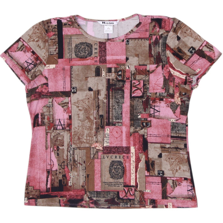 Y2K Ladies Nygard Collection Petites Graphic Print Top Size L (14-16)