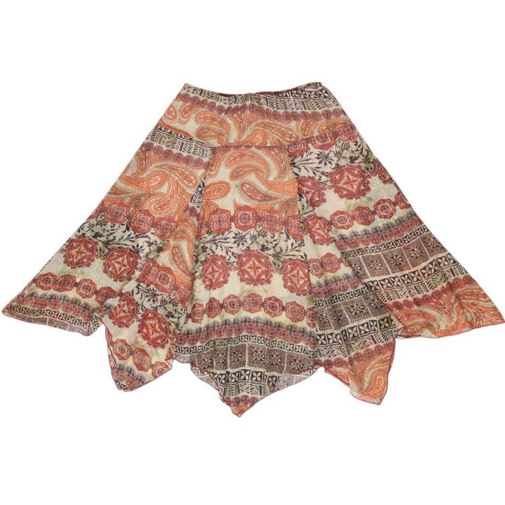 Y2K Ladies Sirens Boho Patchwork Handkerchief Hem Midi Skirt Size XS