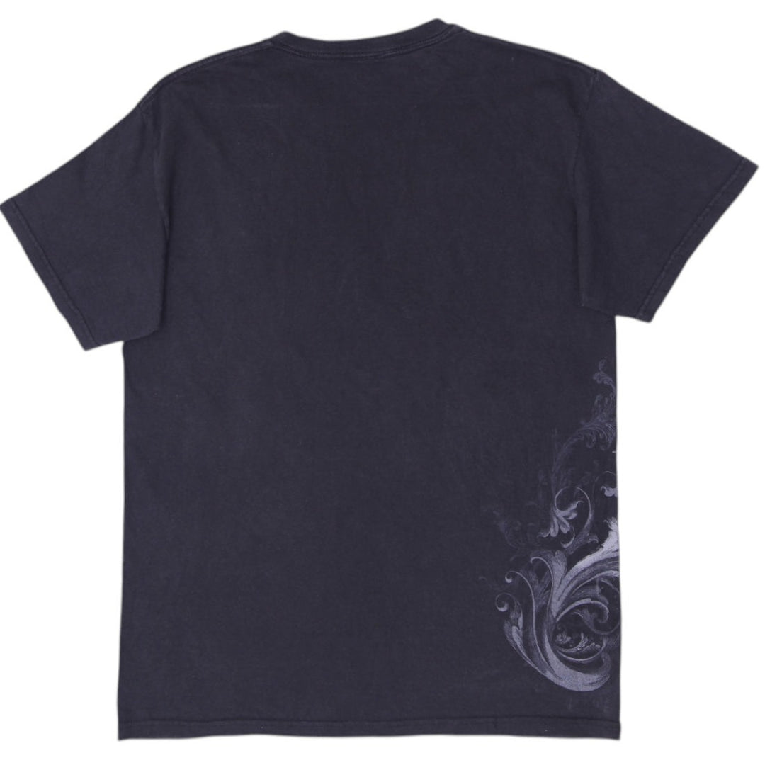 Y2K Mens Anchor Blue Gothic Skull Cross Graphic T-Shirt Size M