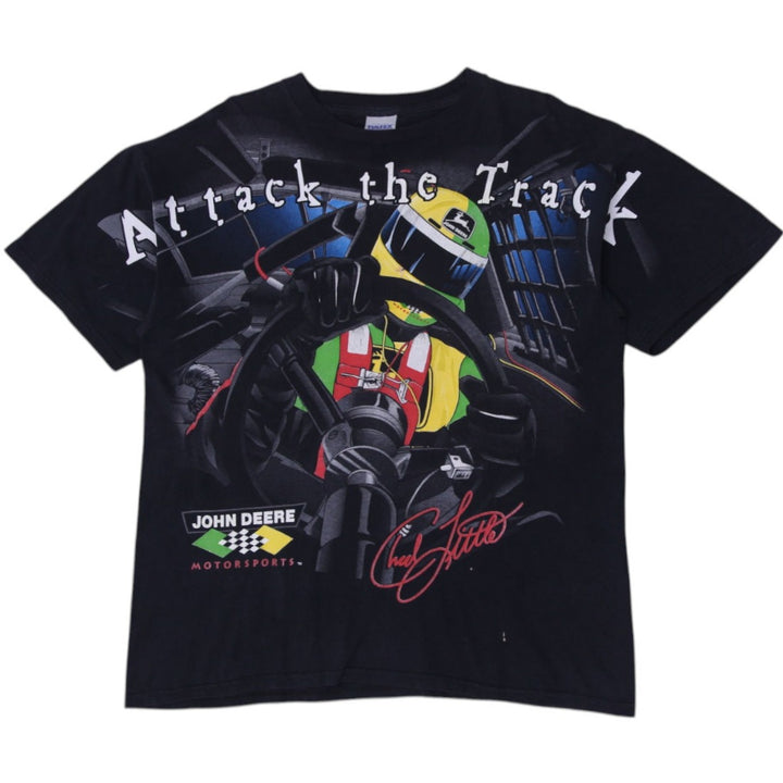 Vintage 1990s John Deere "Attack the Track" All Over Print NASCAR T-Shirt XL | Migration_T-Shirts | Fashion Rerun