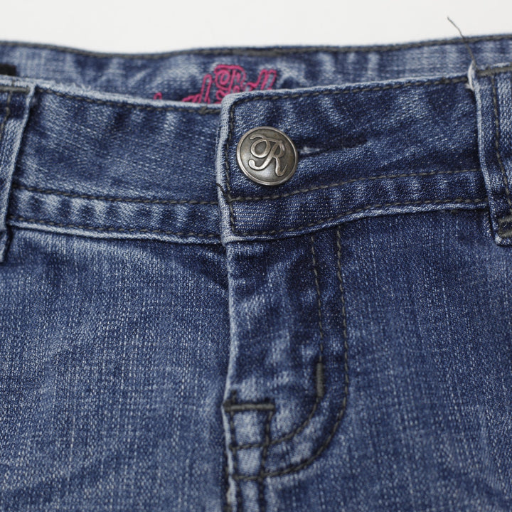 Y2K Ladies Rock and Roll Cowgirl Flare Jeans Blue Low Rise Size 29X34
