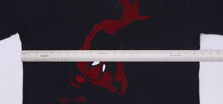 Vintage 1990s Spider-Man Marvel Comics Flocked Black T-Shirt Size XL | Migration_T-Shirt - Alternate View | Fashion Rerun