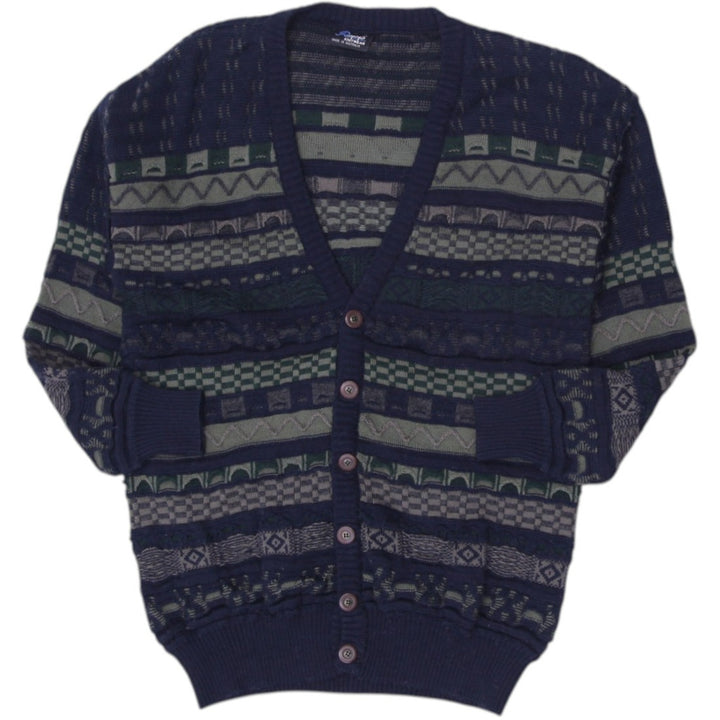 Vintage Rapp Cardigan Navy Green Geometric Knitwear Medium Made In Australia | Migration_Knitwear & Sweaters | Fashion Rerun