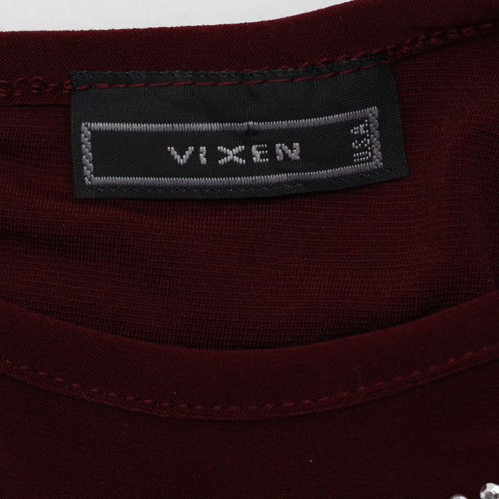 Y2K Ladies Vixen Burgundy Asymmetric Hanky Hem Sleeveless Top