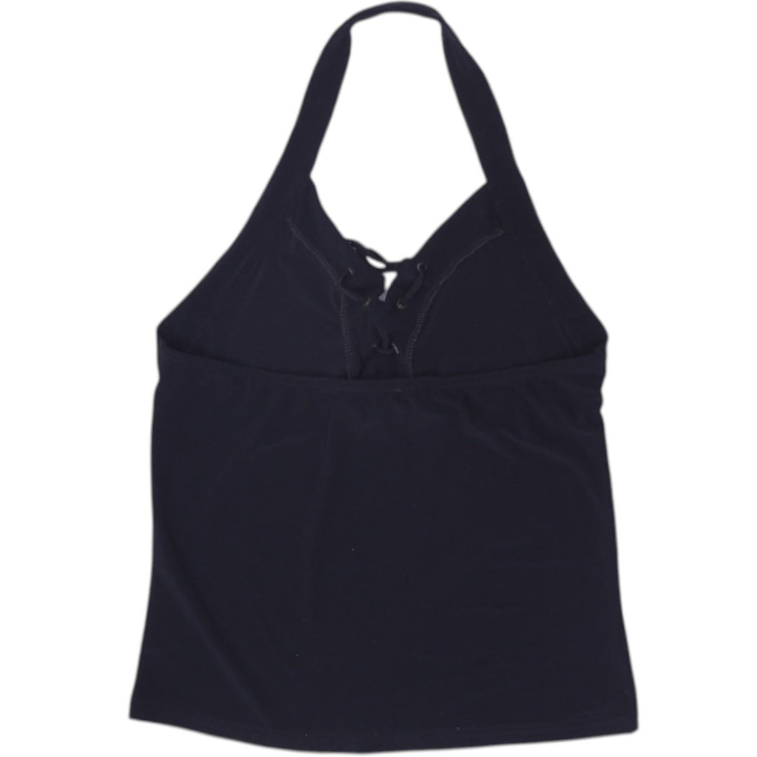 Y2K Ladies Sisley Black Halter Top Lace Up V-Neck Sleeveless Cami Tank