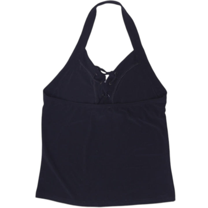Y2K Ladies Sisley Black Halter Top Lace Up V-Neck Sleeveless Cami Tank