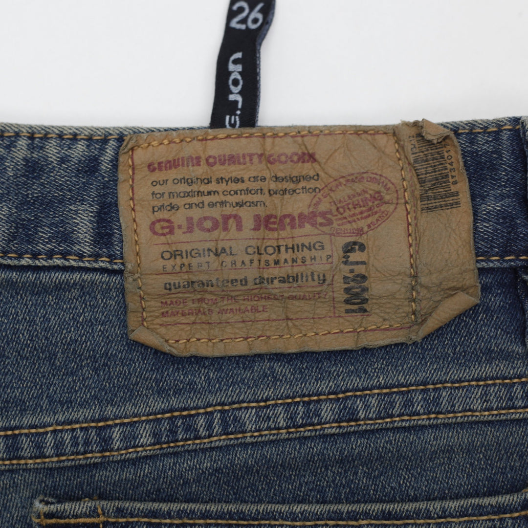Y2K Ladies G-Jon Jeans Fringed Studded Distressed Flare Jeans Size 26