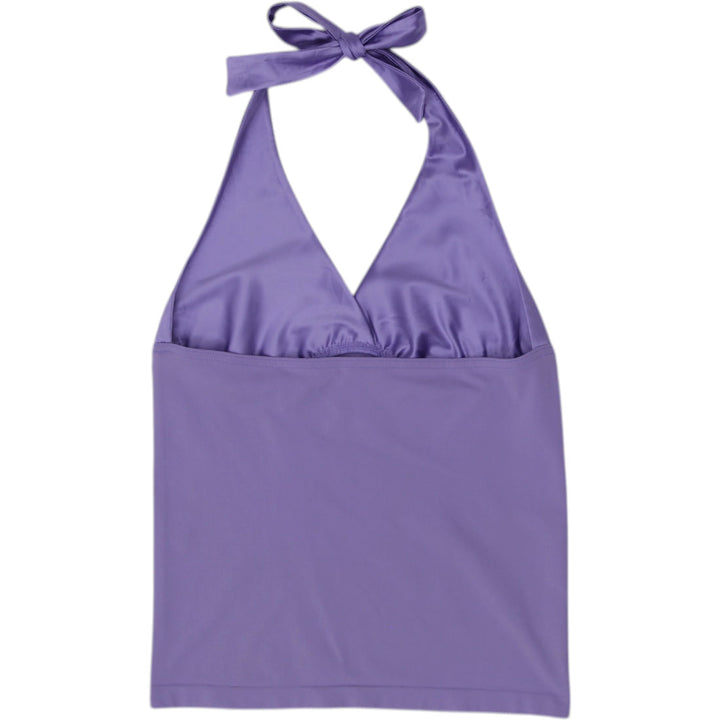 Y2K Ladies Oroblu Satin-Trimmed Lilac Halter Top Size S