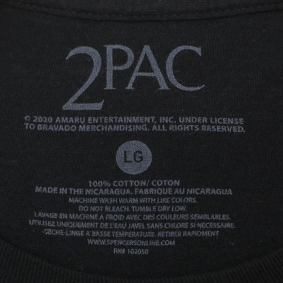 Mens 2Pac Shakur Rose Photo Graphic Long Sleeve T-Shirt Black Large