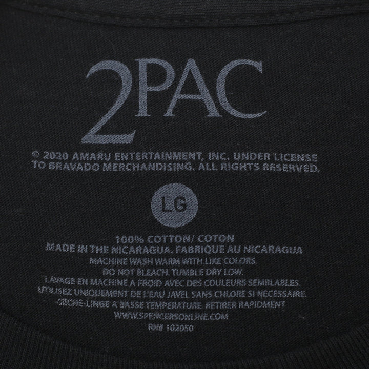 Mens 2Pac Shakur Rose Photo Graphic Long Sleeve T-Shirt Black Large