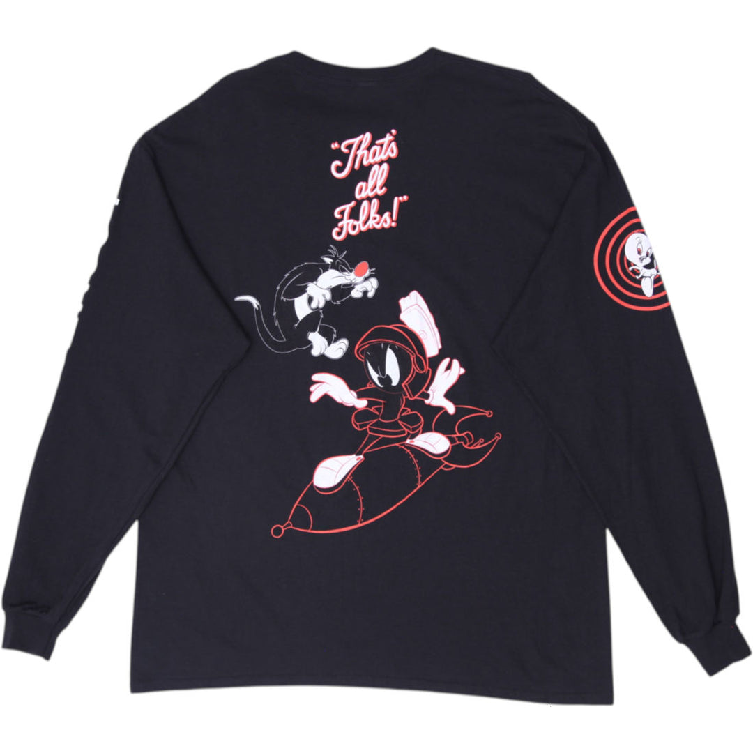 Mens Looney Tunes Bugs Bunny Marvin The Martian Long Sleeve T-Shirt Size XL