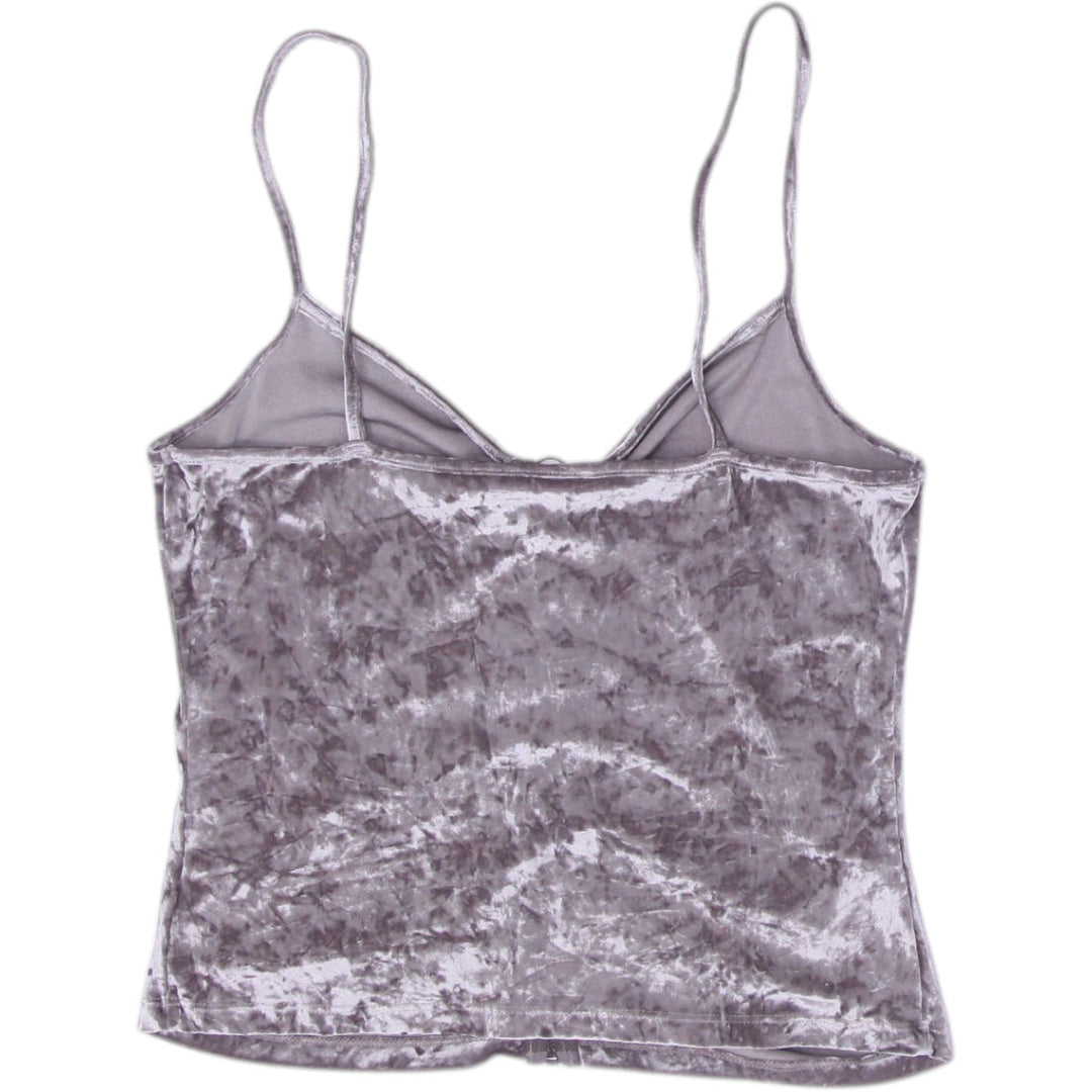 Y2K Ladies Express Camisole Velvet Ruched Spaghetti Straps Top Size L
