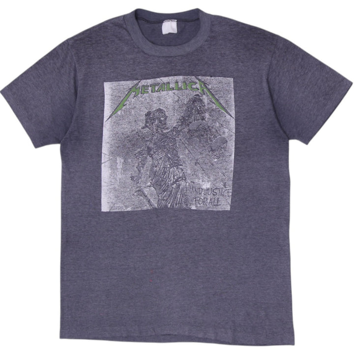 Vintage 1980s Metallica Lady Justice Album Graphic Band Dark Gray T-Shirt