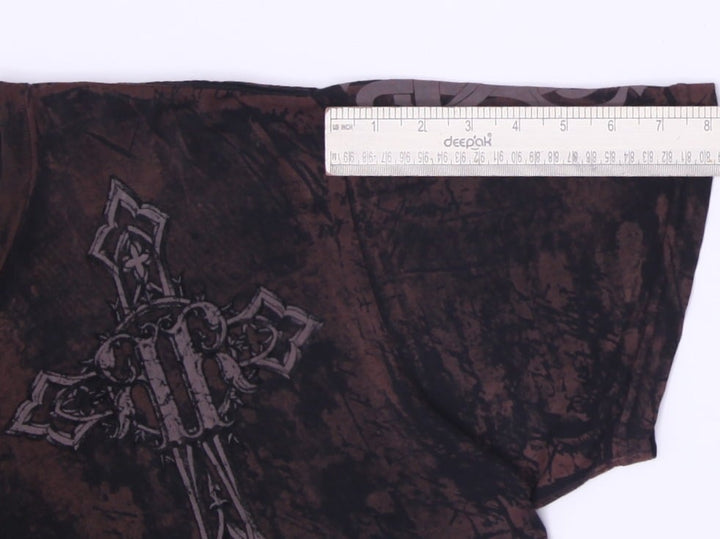 Y2K Mens Rebel Saints Gothic Cross Graphic T-Shirt Size L