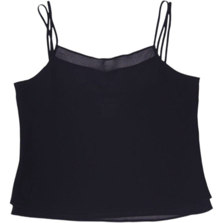 Y2K Ladies Dino Layered Black Mesh Cami Top Double Straps Size 11/12 Made Canada