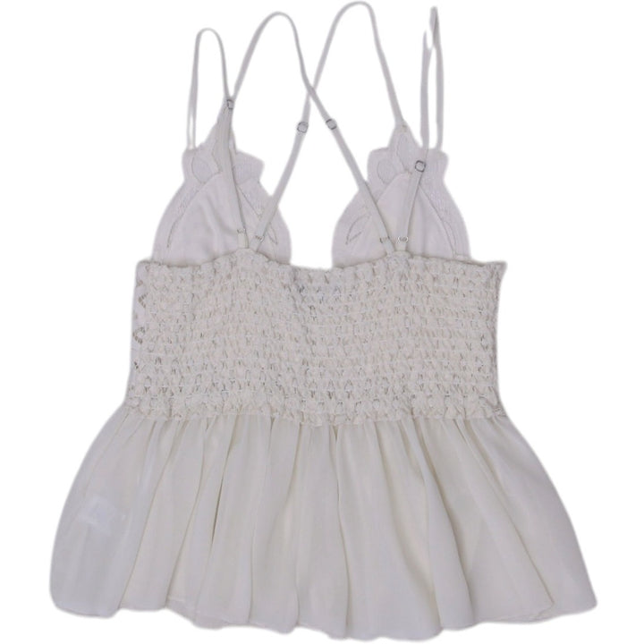 Y2K Ladies Love Tree Lace Bralette Ivory Delicate Crochet Detail Top