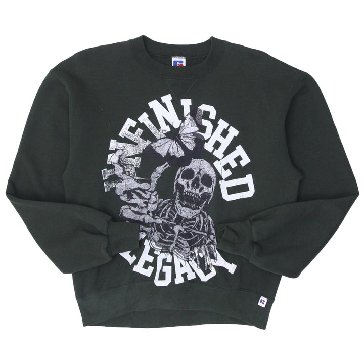 Vintage Mens Russell Athletic Sweatshirt Graphic Skull Butterfly Made In USA