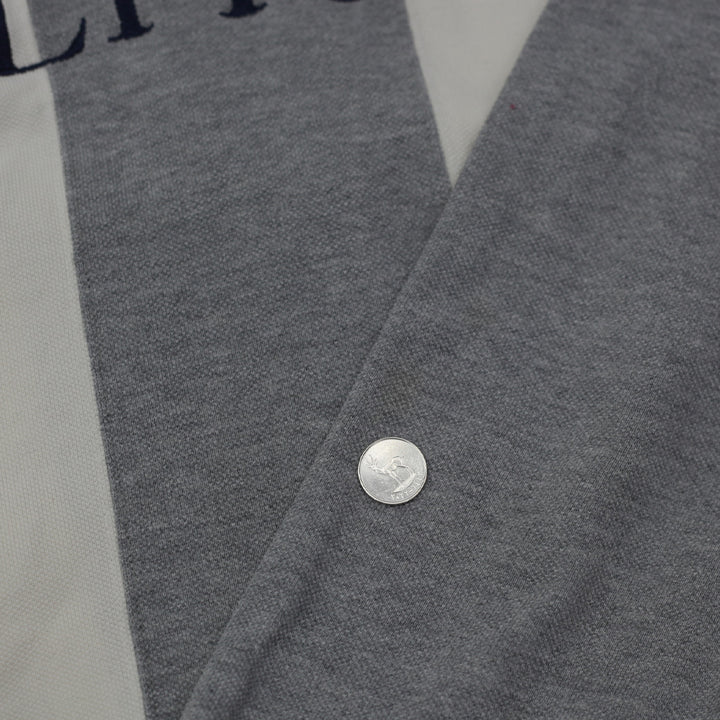 Vintage Tommy Hilfiger Rugby Polo Shirt- Gray & White Stripe Large - Fashion Rerun Vintage Migration_T-Shirt