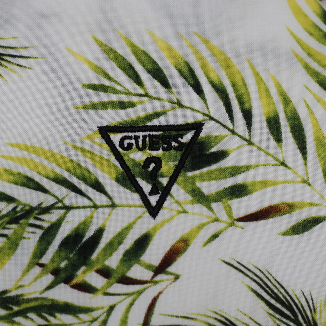 Mens Guess Regular Fit Palm Tree Print Resort Shirt Size M