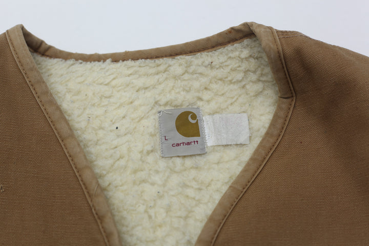 Vintage Carhartt Sherpa Fleece Lined Full Zip Work Vest | Migration_Vests - Back View | Fashion Rerun