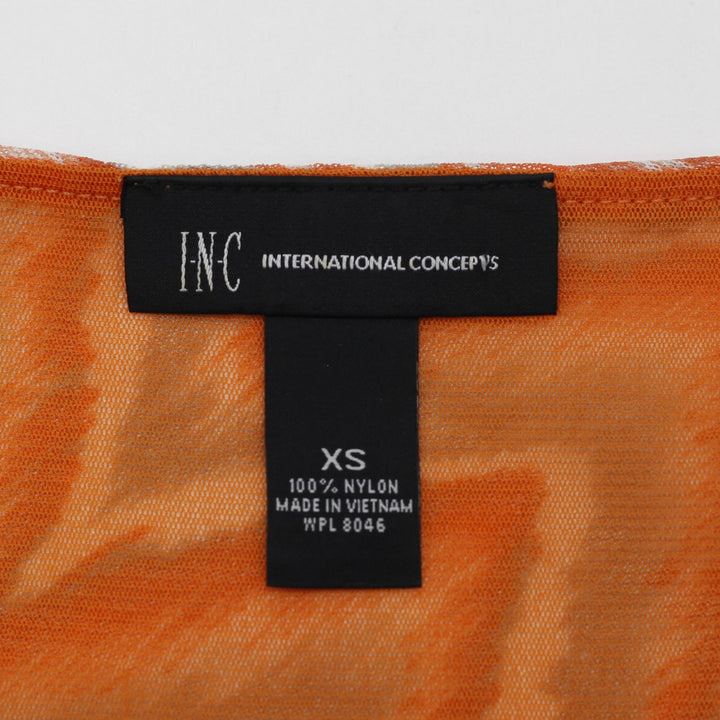 Y2K Ladies INC Mesh Wrap Geometric Chevron Orange Tank Top Size XS