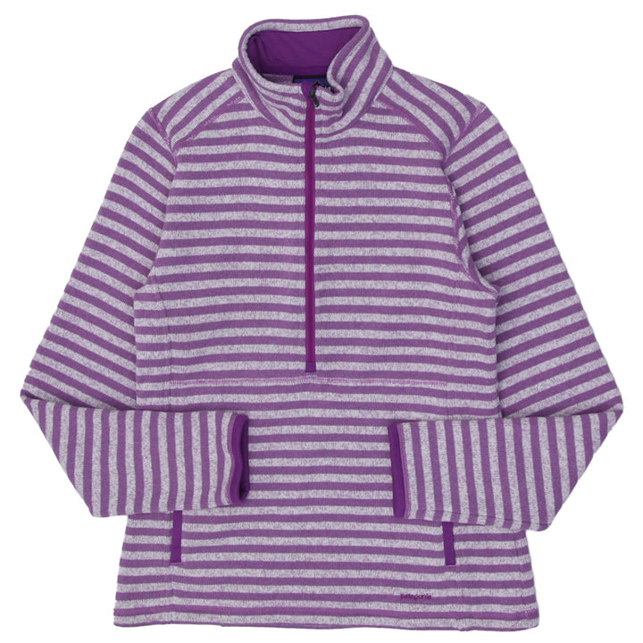 Ladies Patagonia Better Sweater Half Zip Pullover Purple Marsupial Stripe