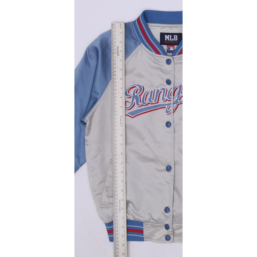 Vintage Ladies Texas Rangers Satin Varsity Snap Button Jacket