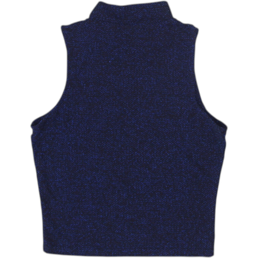 Y2K Ladies SkyWard Glitter Mock Neck Sleeveless Tank Top Size M