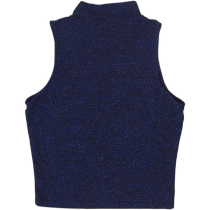 Y2K Ladies SkyWard Glitter Mock Neck Sleeveless Tank Top Size M