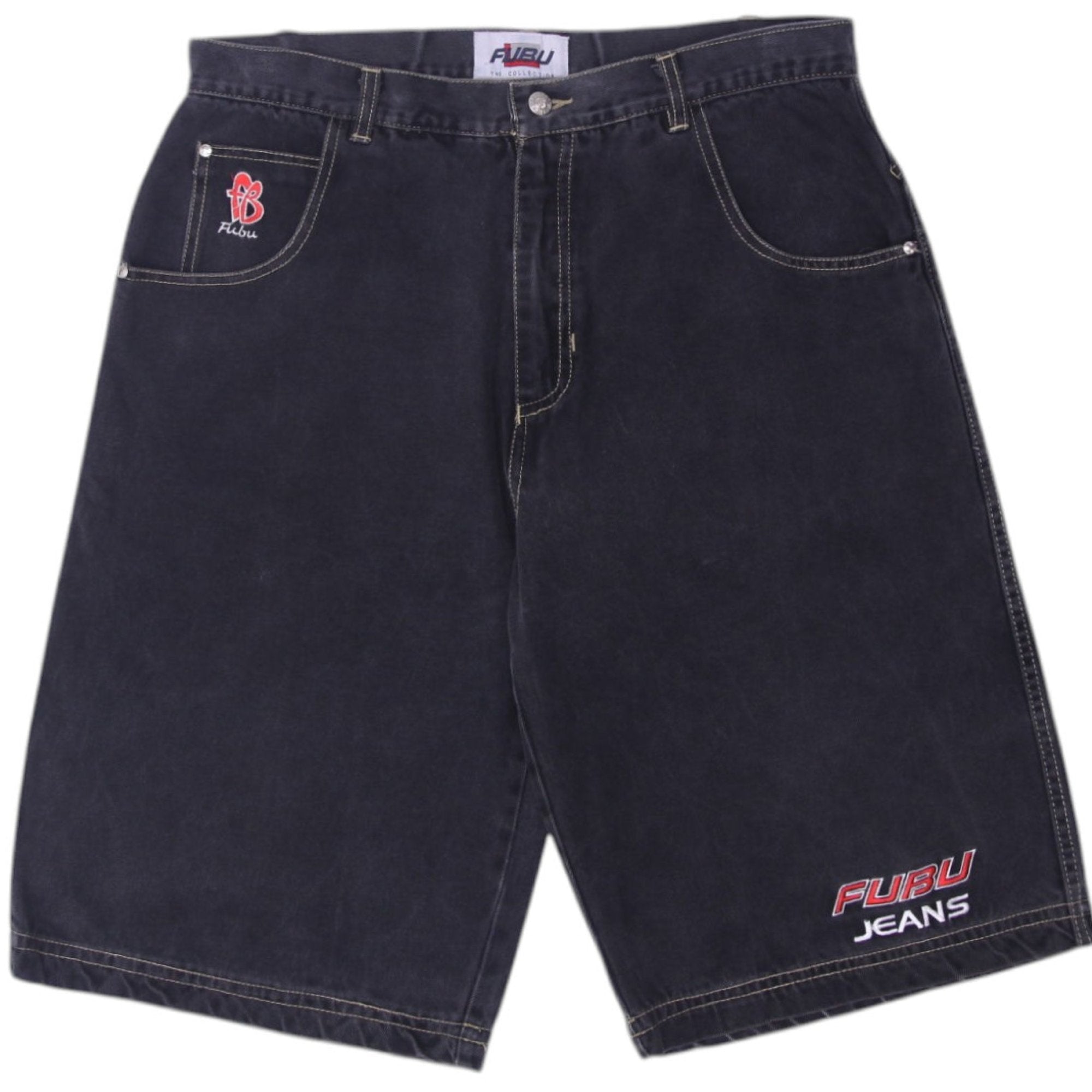 Shop Y2K Mens FUBU Denim Shorts Black Embroidered Logo | Fashion Rerun