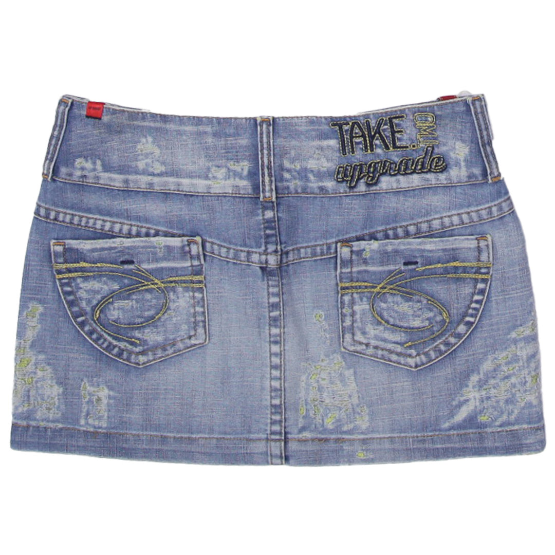 Y2K Ladies Take Two Ripped Denim Mini Skirt