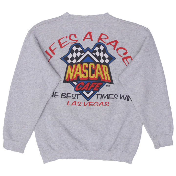 Vintage Nascar Las Vegas Café Crewneck Sweatshirt Size Medium Gray - Fashion Rerun Vintage Migration_Sweaters