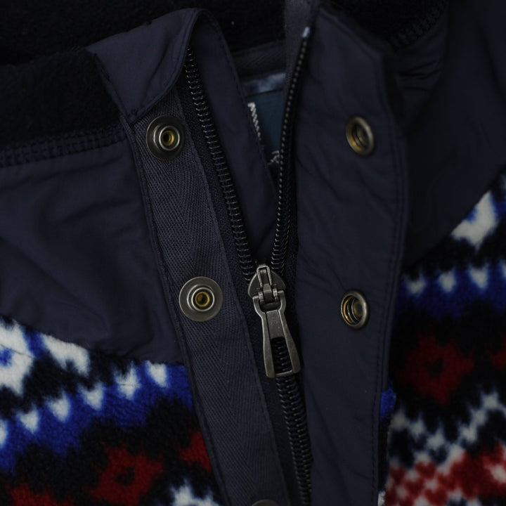 Vintage Mens Ralph Lauren Sweater Navy Fair Isle Fleece Quarter Zip | Migration_Knitwear & Sweaters - Detail | Fashion Rerun
